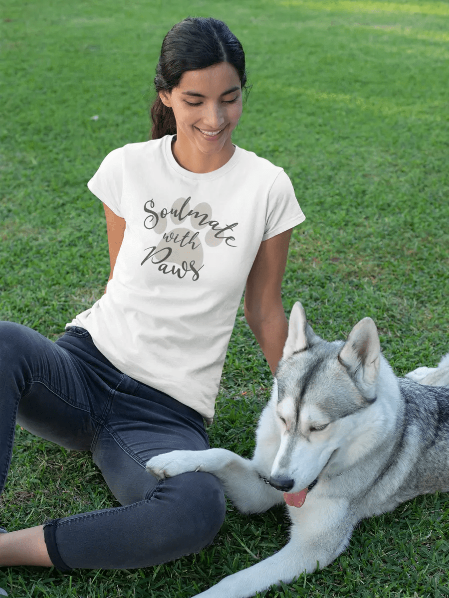 Dog Lover T-Shirt - "Soulmate with Paws" for Dog Owners. - PrintsDog