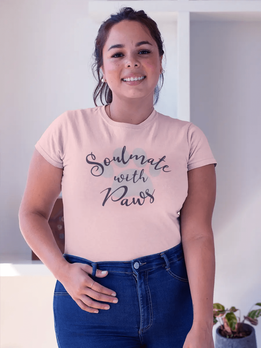 Dog Lover T-Shirt - "Soulmate with Paws" for Dog Owners. - PrintsDog