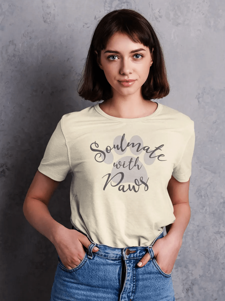 Dog Lover T-Shirt - "Soulmate with Paws" for Dog Owners. - PrintsDog