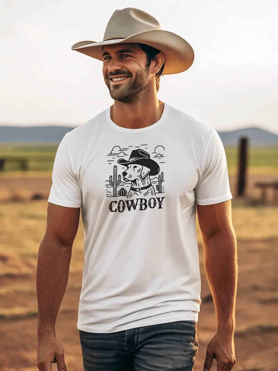 Dog T-Shirt - "Cowboy" Western Style Dog Lover Tee. - PrintsDog