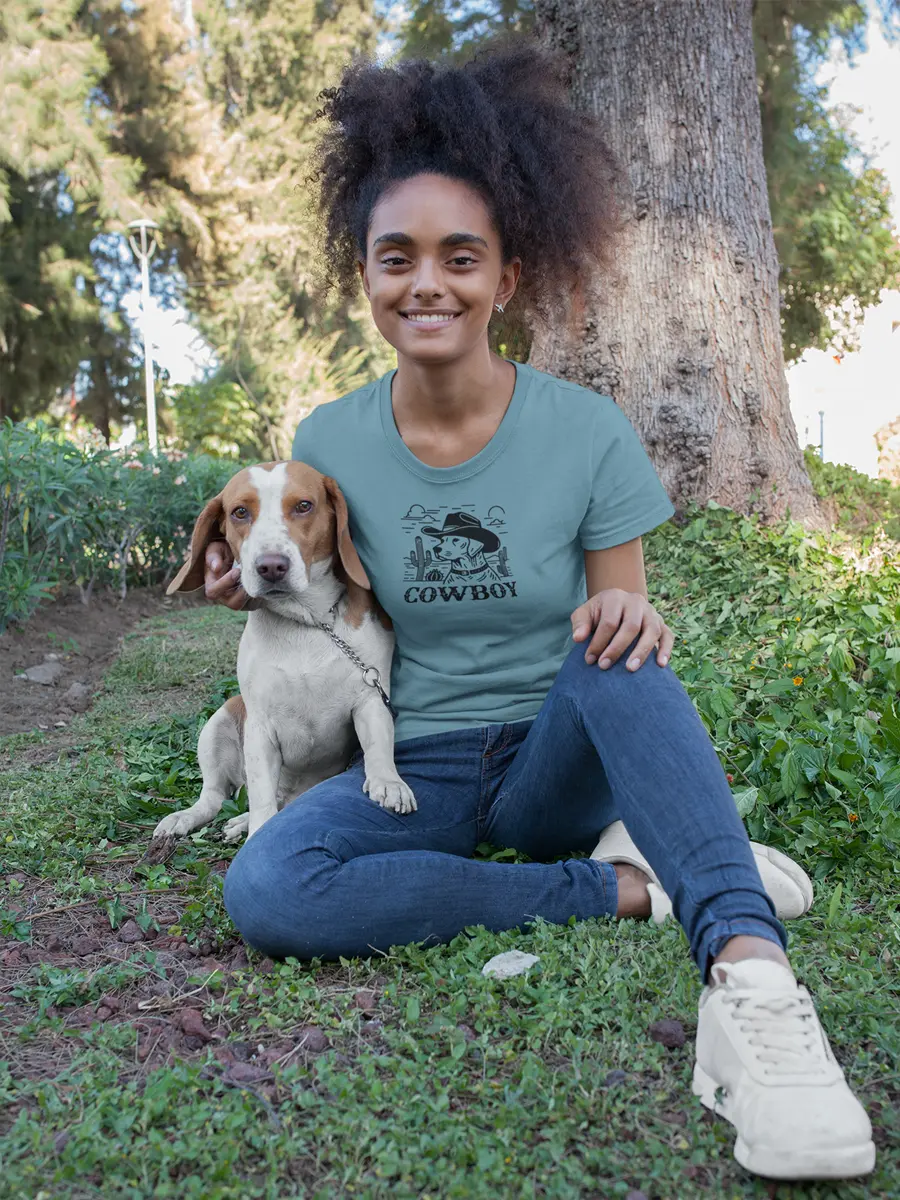 Dog T-Shirt - "Cowboy" Western Style Dog Lover Tee. - PrintsDog