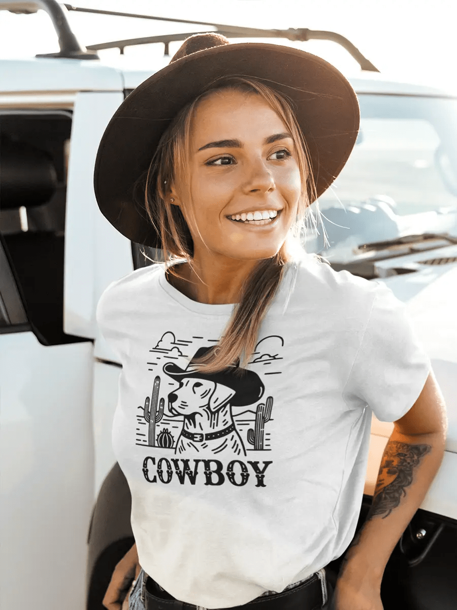 Dog T-Shirt - "Cowboy" Western Style Dog Lover Tee. - PrintsDog
