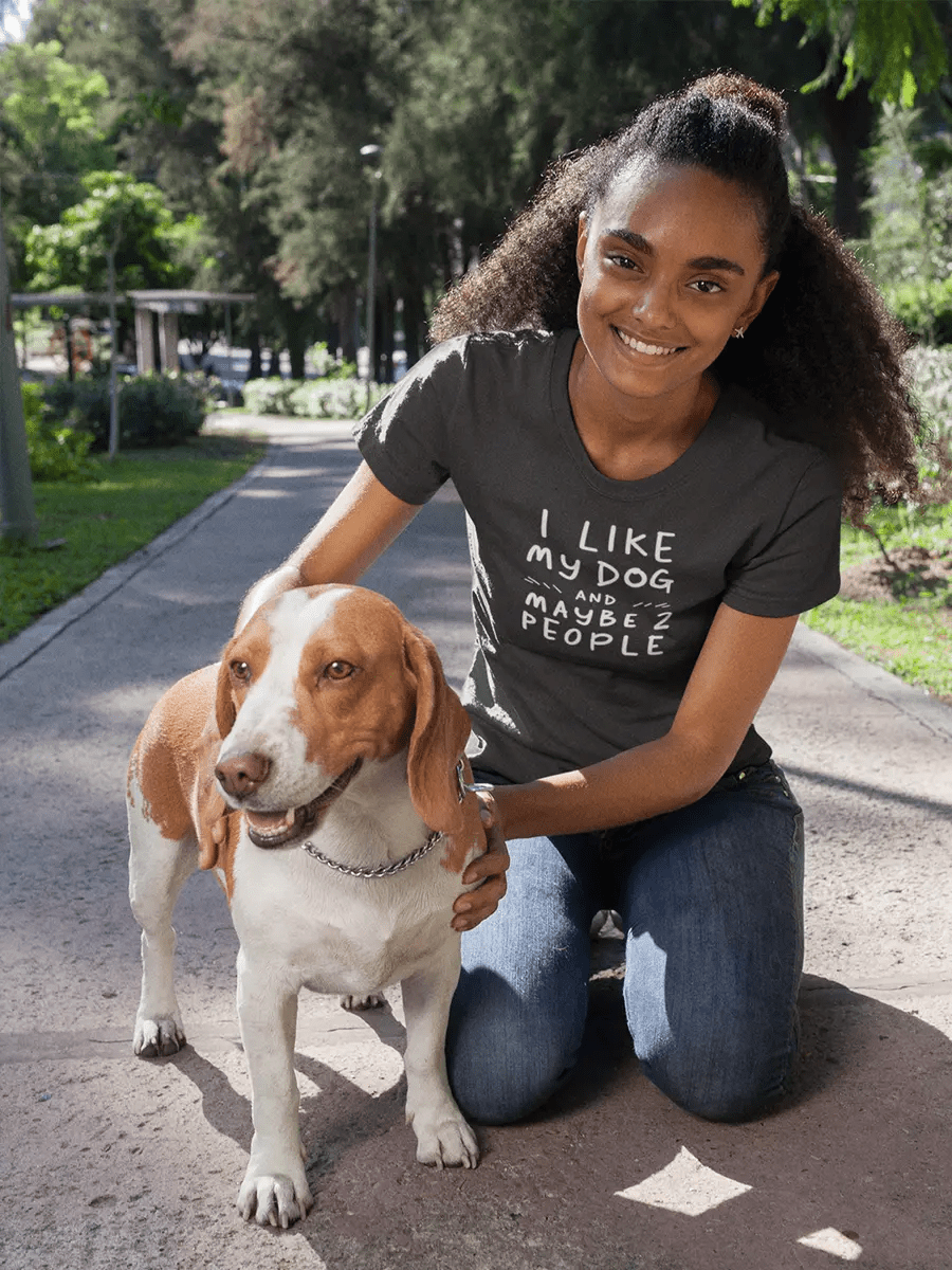 Dog T-Shirt - "I Like My Dog and Maybe 2 People" Funny Tee. - PrintsDog
