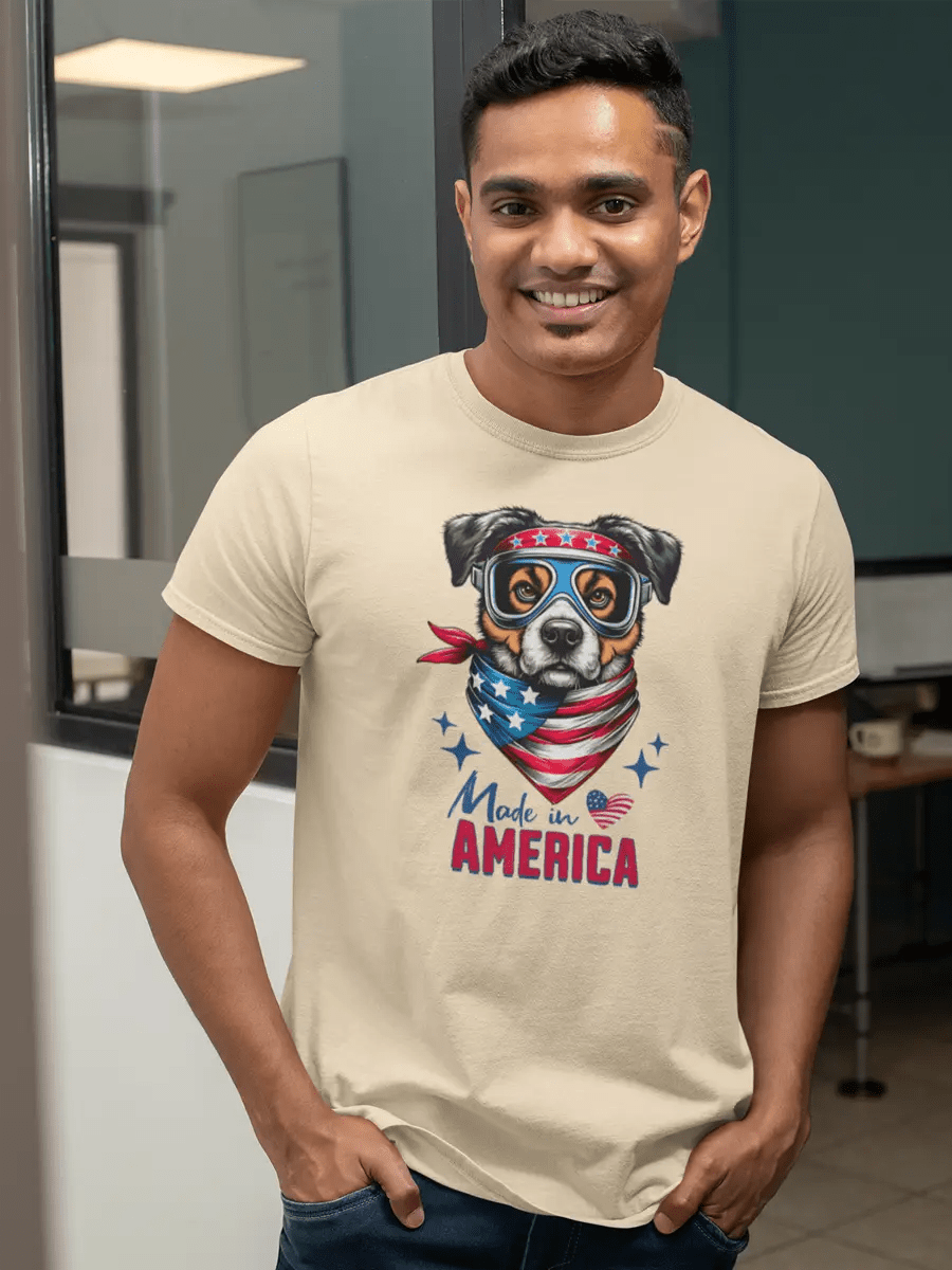 Dog T-Shirt - "Made in America" Patriotic Dog Lover Tee. - PrintsDog