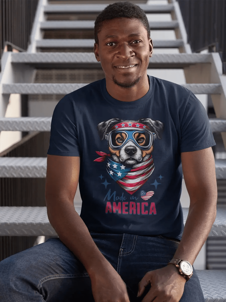 Dog T-Shirt - "Made in America" Patriotic Dog Lover Tee. - PrintsDog