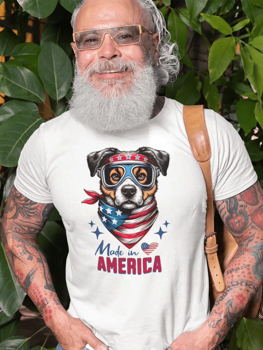 Dog T-Shirt - "Made in America" Patriotic Dog Lover Tee. - PrintsDog