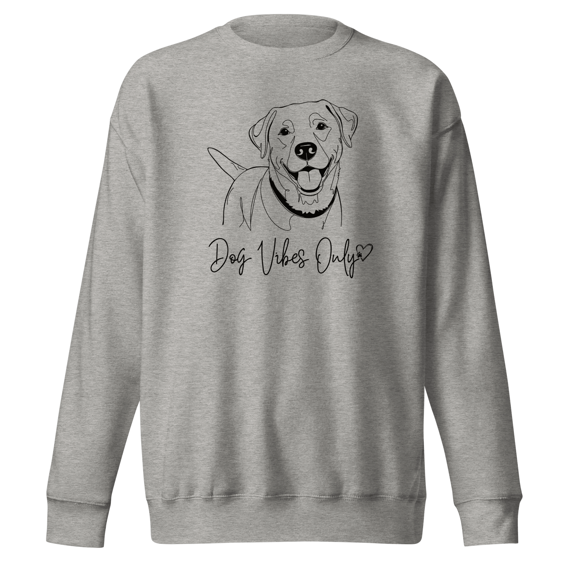 Dog Vibes Only Sweatshirt - Minimal Line Art Design for Dog Lovers. - PrintsDog