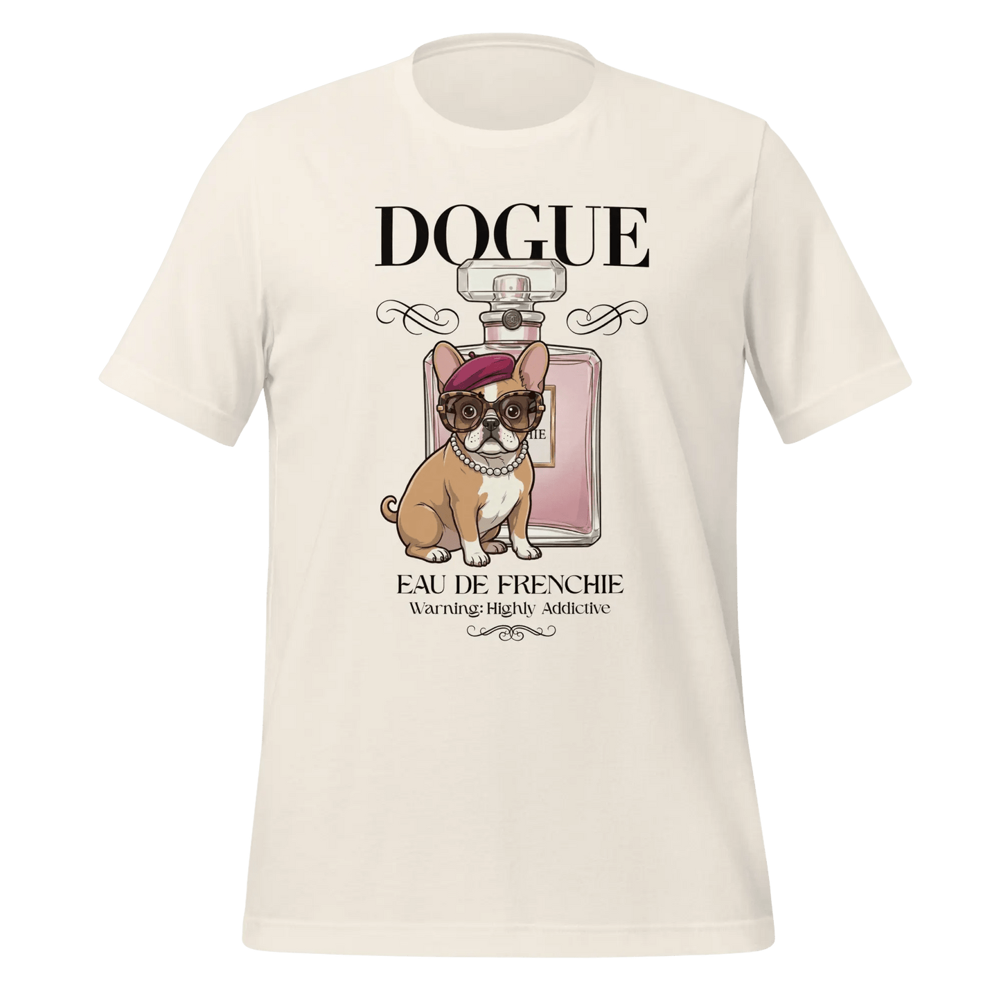 French Bulldog T-Shirt - Stylish Dog Lover Tee "Dogue - Eau de Frenchie" - PrintsDog