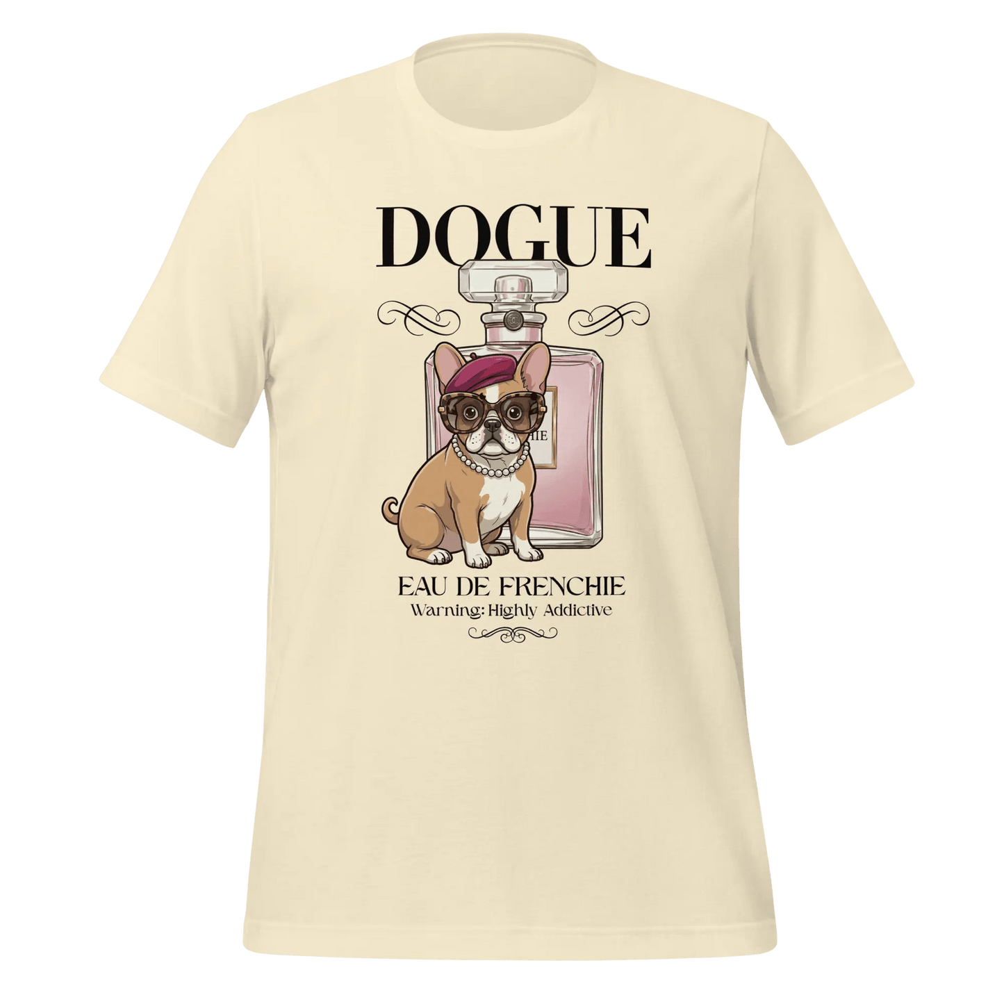 French Bulldog T-Shirt - Stylish Dog Lover Tee "Dogue - Eau de Frenchie" - PrintsDog