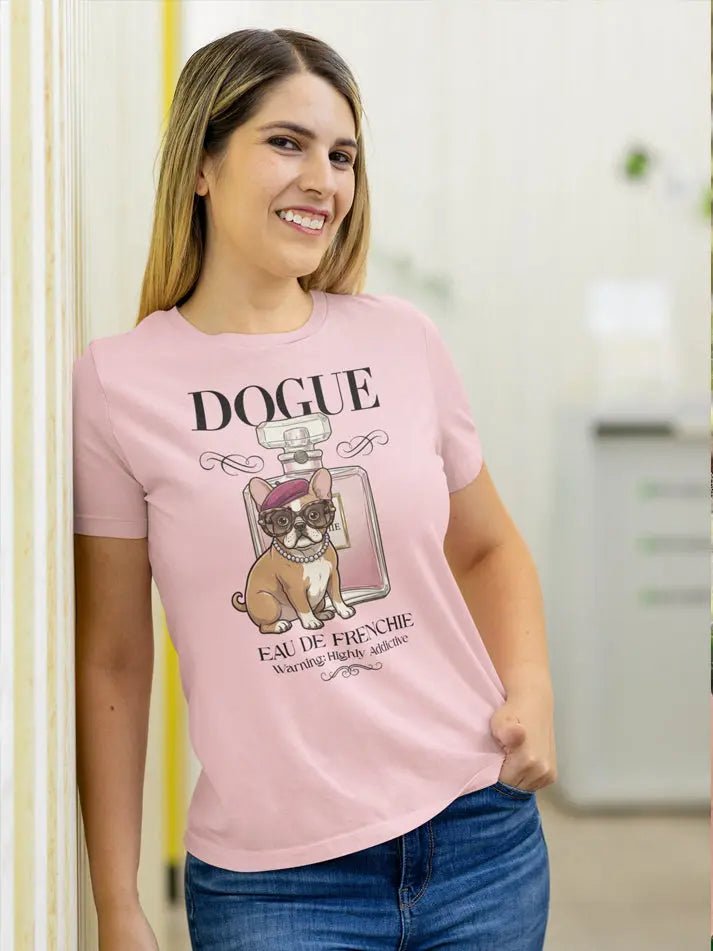 French Bulldog T-Shirt - Stylish Dog Lover Tee "Dogue - Eau de Frenchie" - PrintsDog