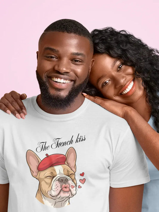 French Bulldog T-Shirt - Valentine's Day Dog Lover Gift "The French Kiss". - PrintsDog