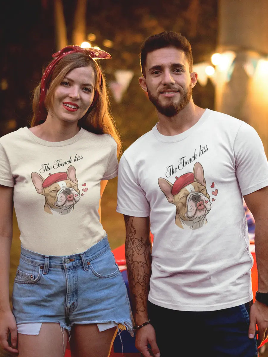 French Bulldog T-Shirt - Valentine's Day Dog Lover Gift "The French Kiss". - PrintsDog
