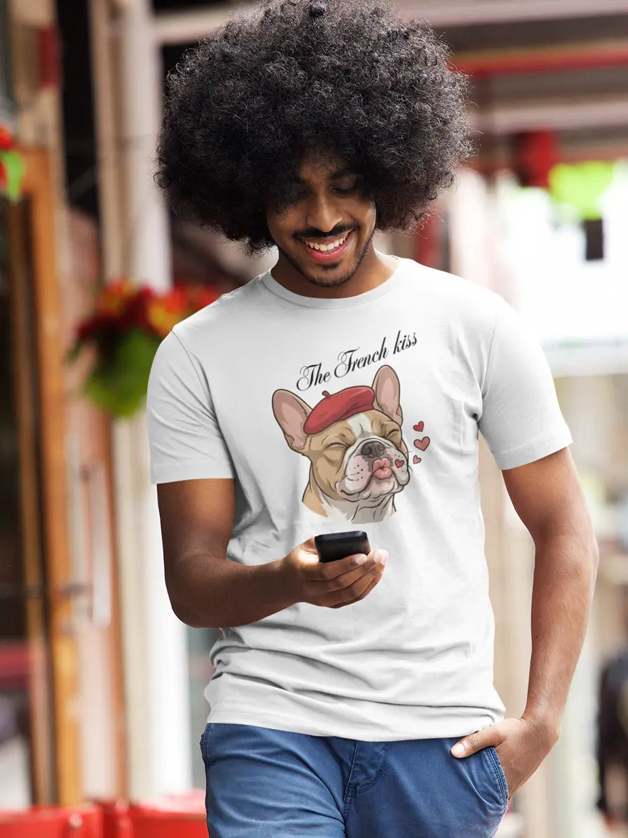 French Bulldog T-Shirt - Valentine's Day Dog Lover Gift "The French Kiss". - PrintsDog