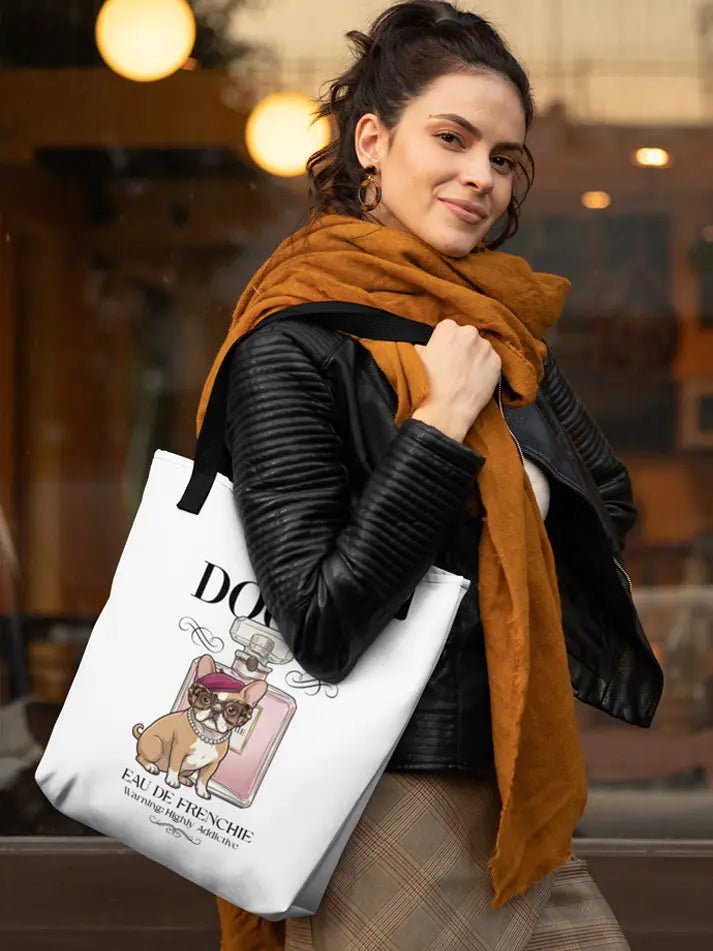 French Bulldog Tote Bag - Eau de Frenchie Design for Dog Lovers. - PrintsDog