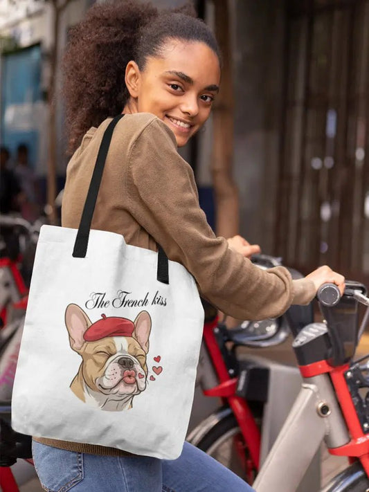 French Bulldog Tote Bag - The French Kiss Design for Dog Lovers - PrintsDog