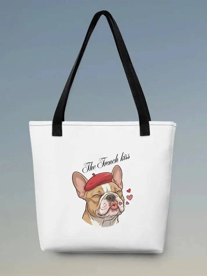 French Bulldog Tote Bag - The French Kiss Design for Dog Lovers - PrintsDog