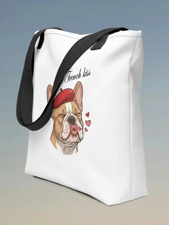 French Bulldog Tote Bag - The French Kiss Design for Dog Lovers - PrintsDog
