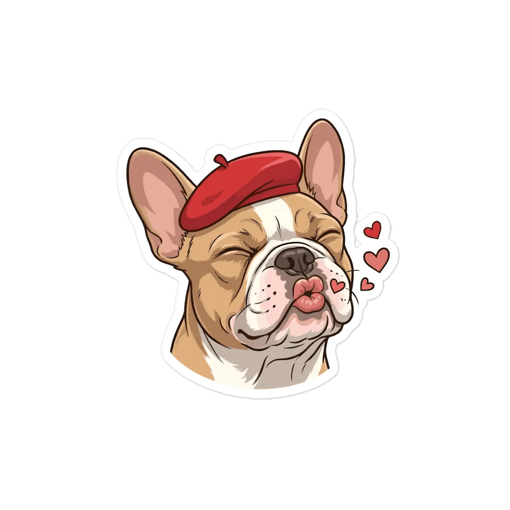 French Bulldog Valentine Sticker - Waterproof Vinyl Decal for Laptop & Water Bottle - PrintsDog