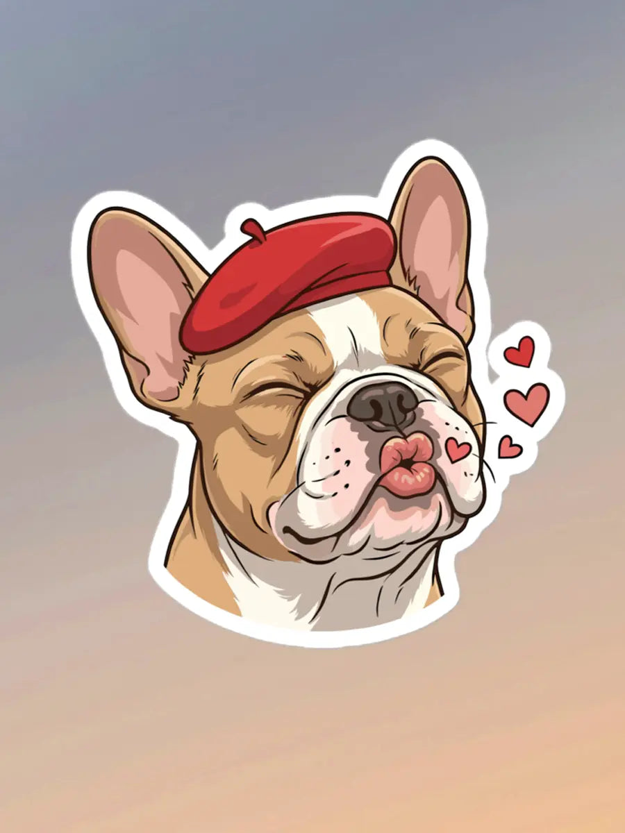 French Bulldog Valentine Sticker - Waterproof Vinyl Decal for Laptop & Water Bottle - PrintsDog