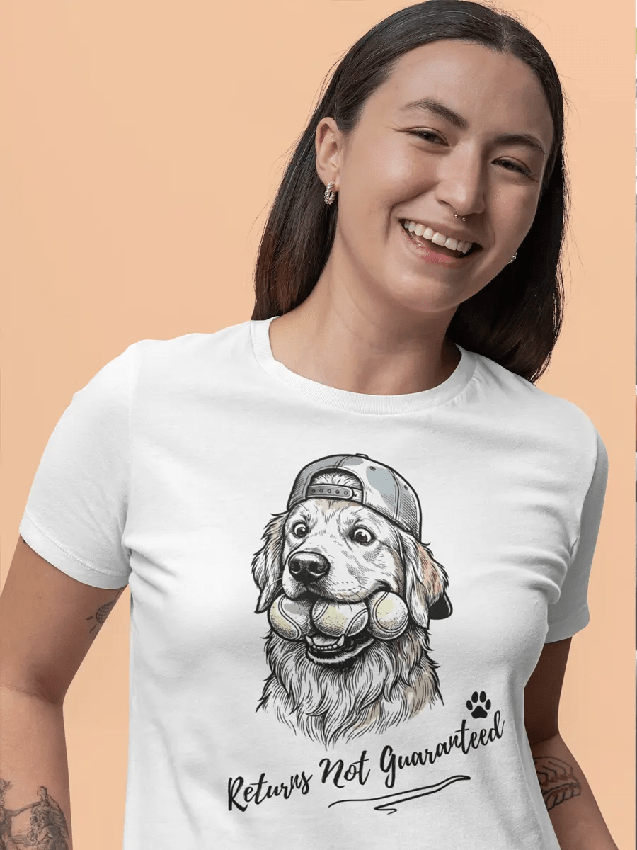 Golden Retriever T-Shirt - Stylish Dog Lover Tee "Returns Not Guaranteed" - PrintsDog