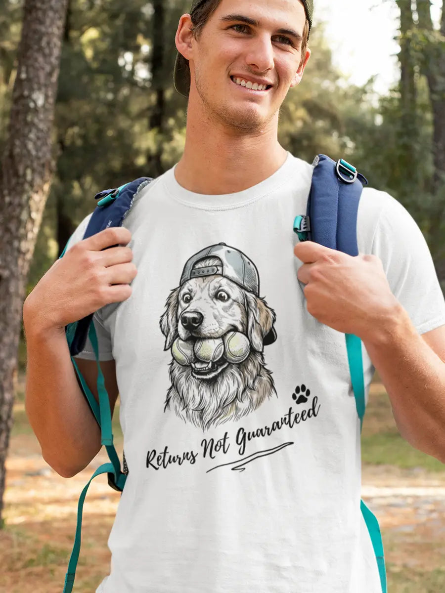 Golden Retriever T-Shirt - Stylish Dog Lover Tee "Returns Not Guaranteed" - PrintsDog