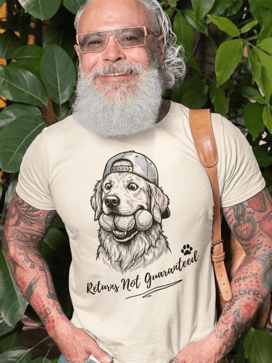 Golden Retriever T-Shirt - Stylish Dog Lover Tee "Returns Not Guaranteed" - PrintsDog