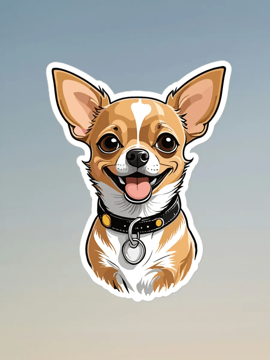 Happy Chihuahua Sticker - Waterproof Vinyl Decal for Laptop, Phone & Accessories. - PrintsDog