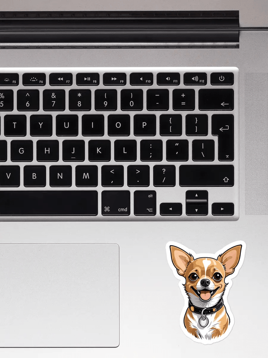 Happy Chihuahua Sticker - Waterproof Vinyl Decal for Laptop, Phone & Accessories. - PrintsDog