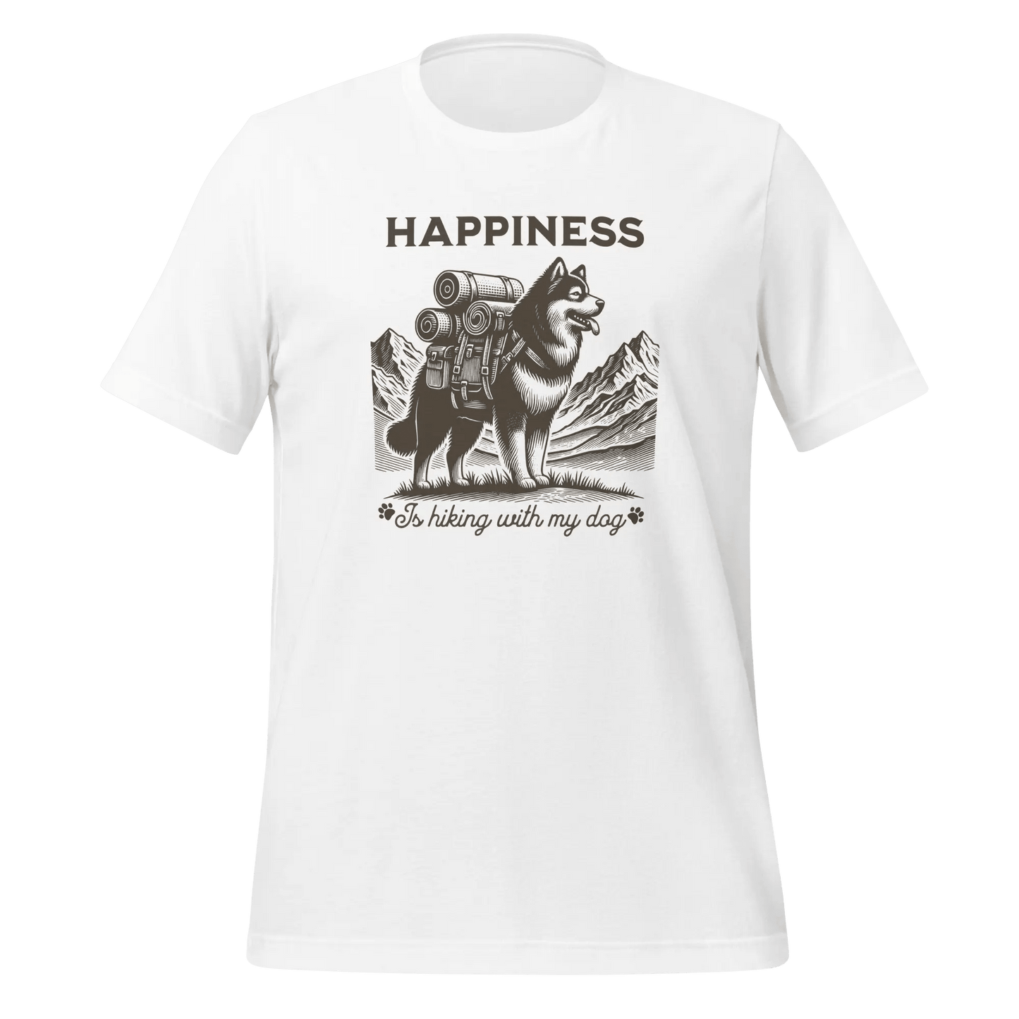 Hiking T-Shirt - Dog Lover Tee 'Happiness Is Hiking With My Dog' - PrintsDog