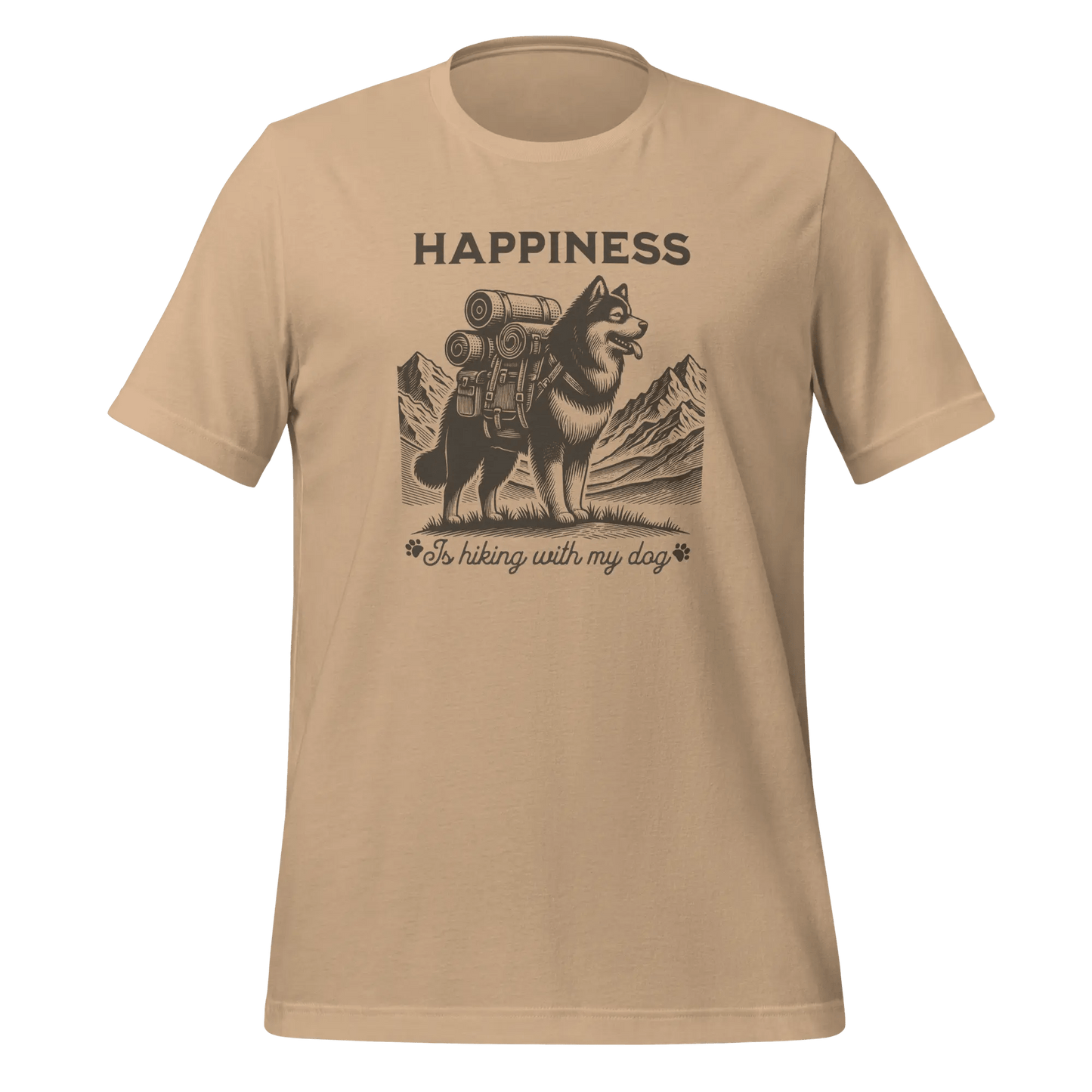 Hiking T-Shirt - Dog Lover Tee 'Happiness Is Hiking With My Dog' - PrintsDog