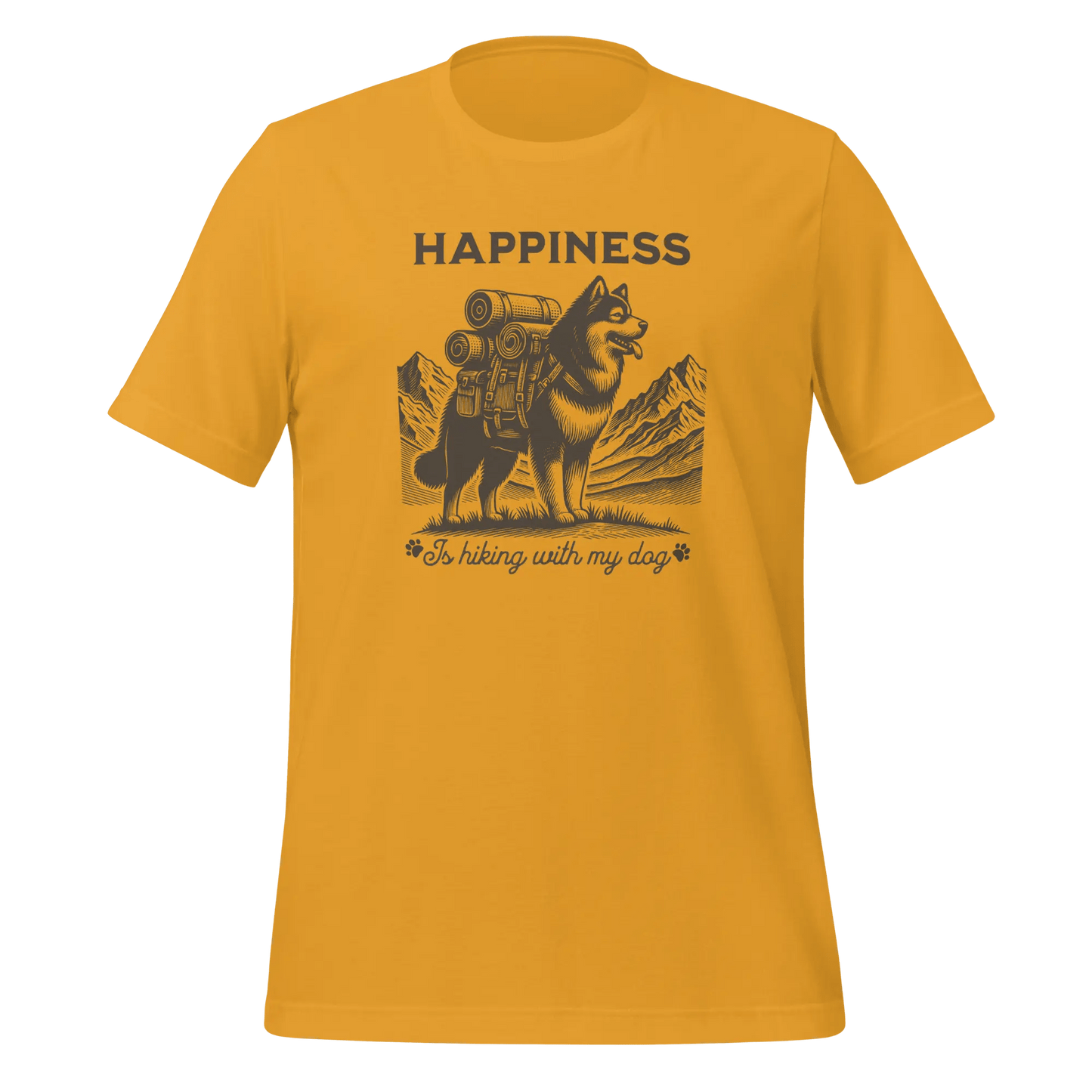 Hiking T-Shirt - Dog Lover Tee 'Happiness Is Hiking With My Dog' - PrintsDog