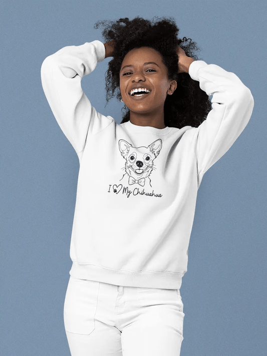 I Love My Chihuahua Sweatshirt - Minimal Line Art for Chihuahua Lovers - PrintsDog