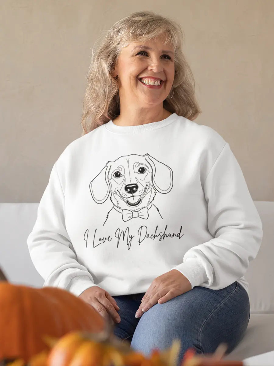 I Love My Dachshund Sweatshirt - Minimal Line Art for Dachshund Lovers. - PrintsDog