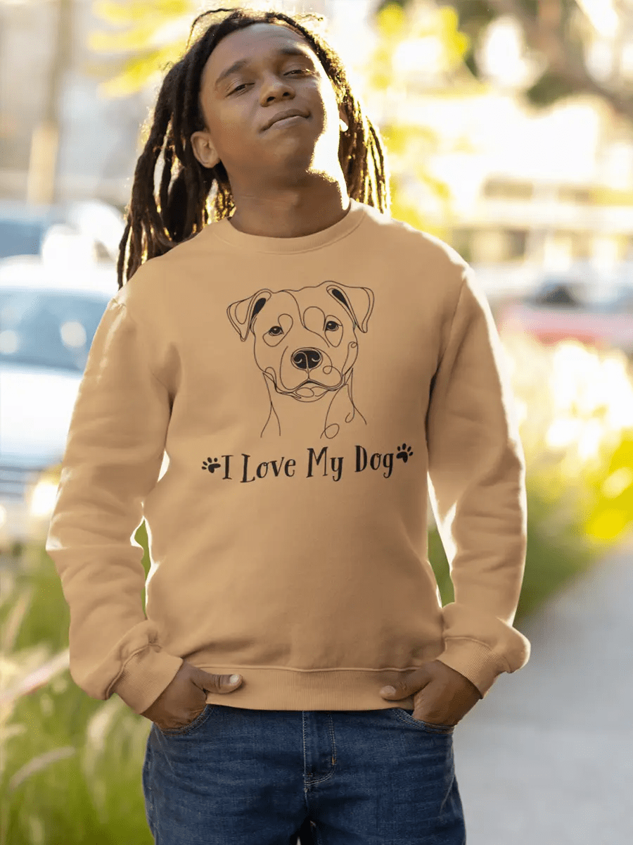 I Love My Dog Sweatshirt - Linear Terrier Print for Dog Lovers. - PrintsDog