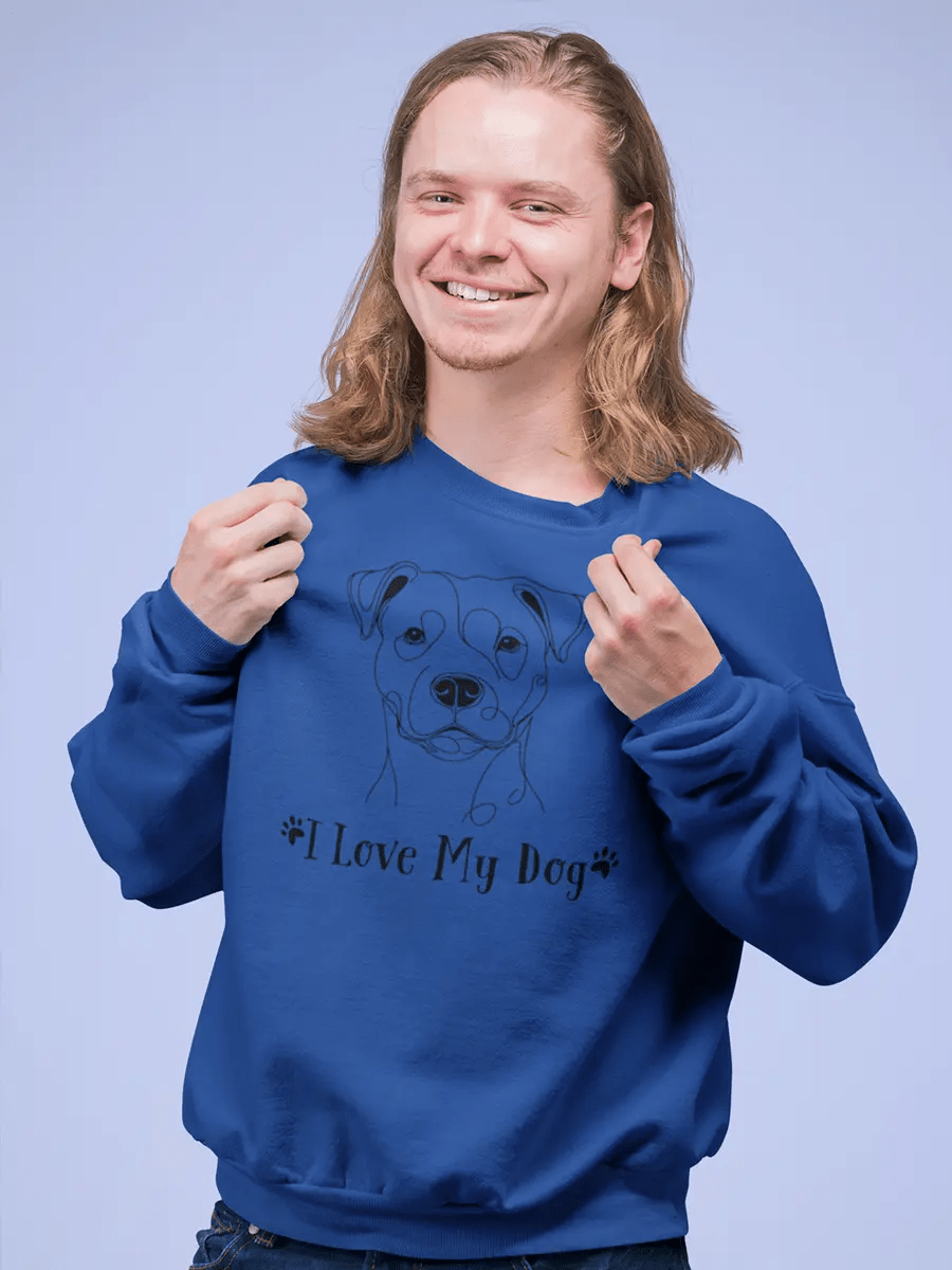I Love My Dog Sweatshirt - Linear Terrier Print for Dog Lovers. - PrintsDog