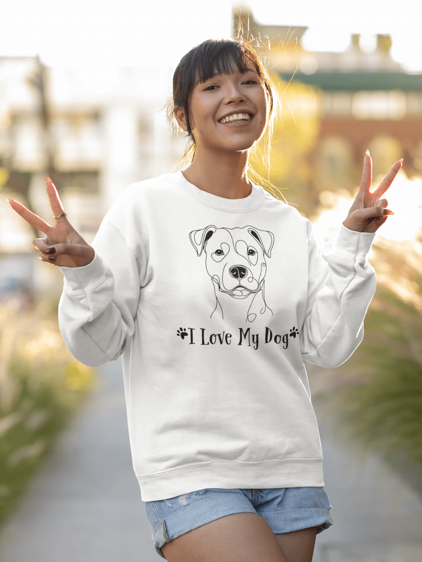 I Love My Dog Sweatshirt - Linear Terrier Print for Dog Lovers. - PrintsDog