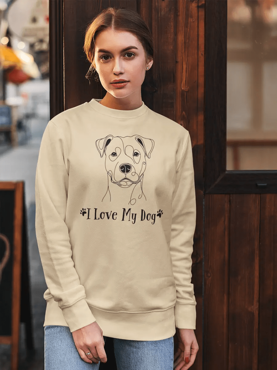I Love My Dog Sweatshirt - Linear Terrier Print for Dog Lovers. - PrintsDog