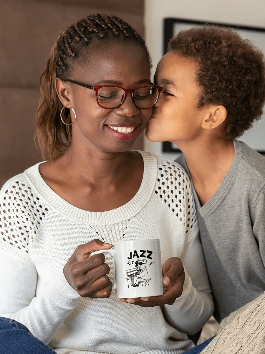 Jazz Dog Mug - Ceramic Coffee Cup Gift for Music & Dog Lovers. - PrintsDog