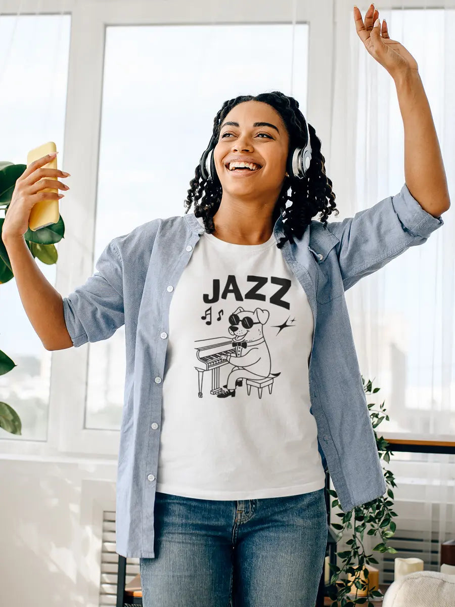 Jazz Dog T-Shirt - Dog Lover Tee "Music Sounds Better With My Dog" - PrintsDog