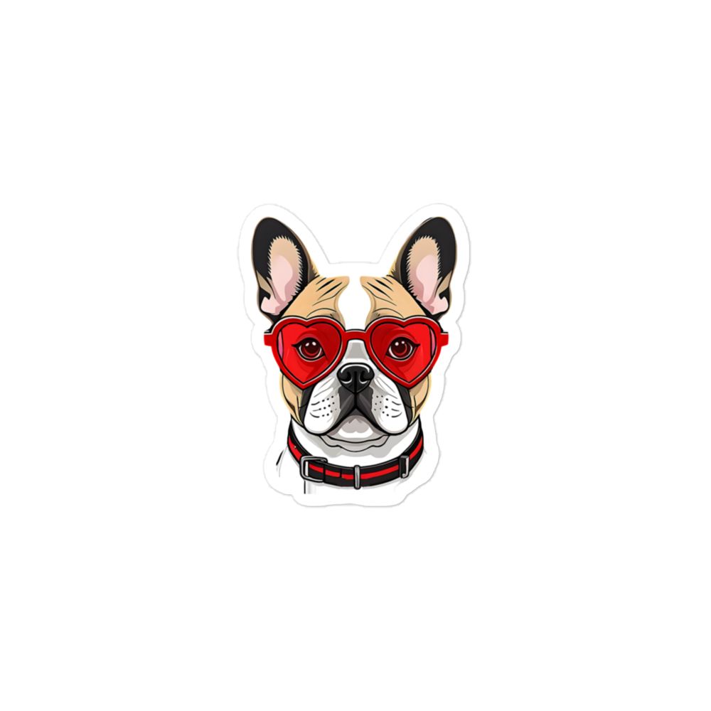 Bulldog in Red Glasses Stickers.