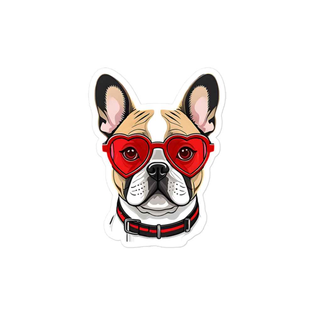 Bulldog in Red Glasses Stickers.