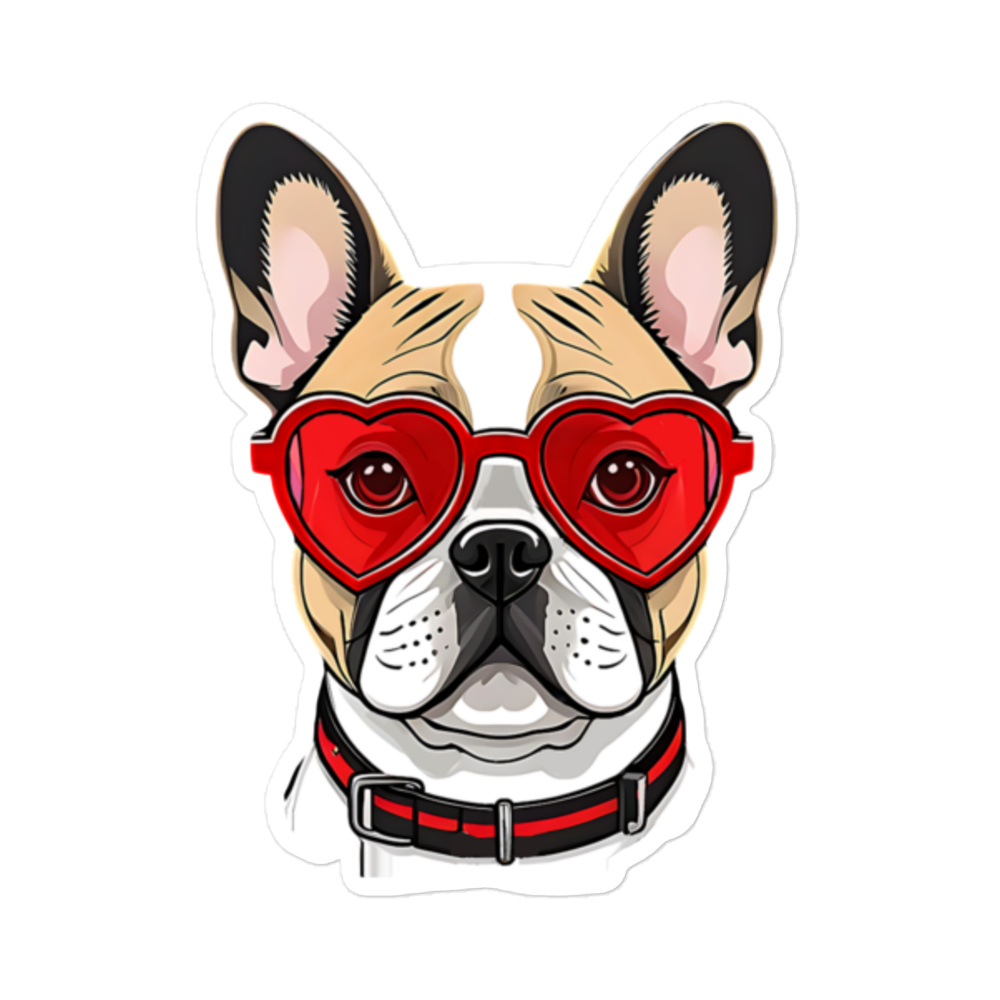 Bulldog in Red Glasses Stickers.