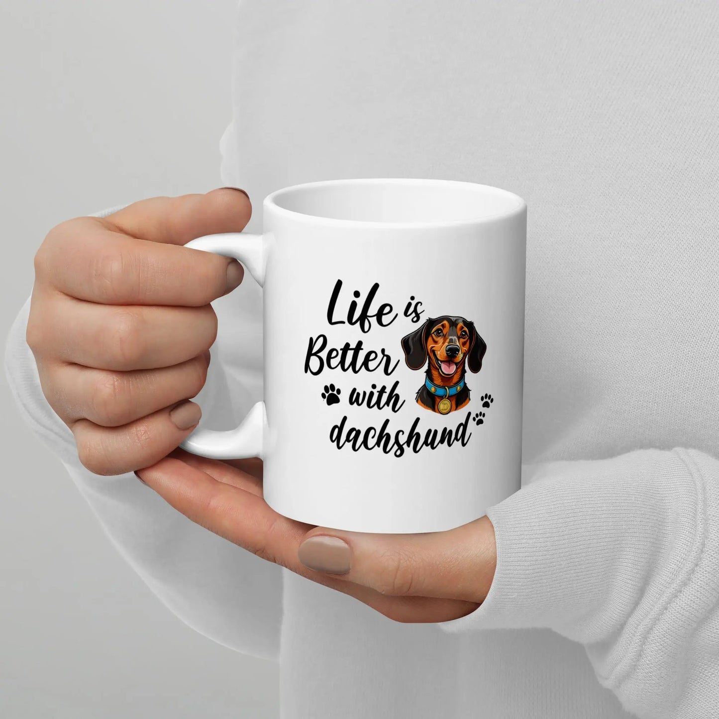 Life Is Better with Dachshund Mug - Ceramic Coffee Cup Gift for Dachshund Lovers - PrintsDog