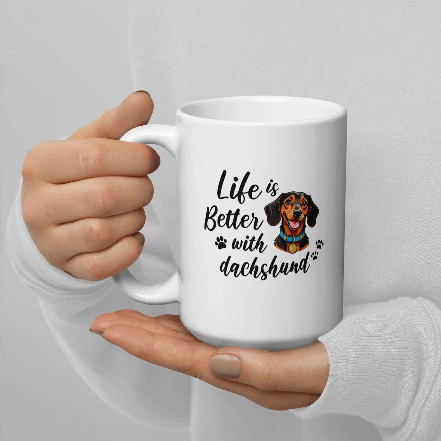 Life Is Better with Dachshund Mug - Ceramic Coffee Cup Gift for Dachshund Lovers - PrintsDog