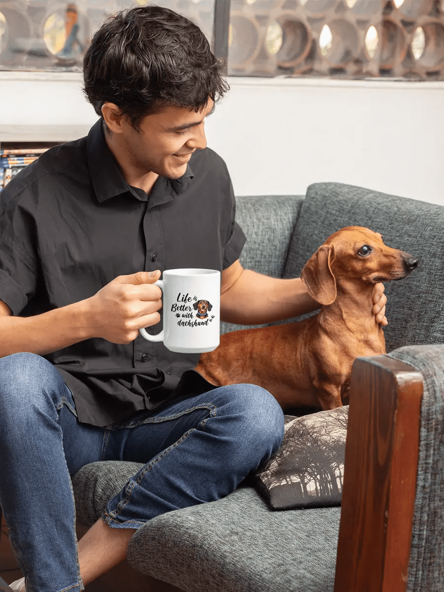 Life Is Better with Dachshund Mug - Ceramic Coffee Cup Gift for Dachshund Lovers - PrintsDog