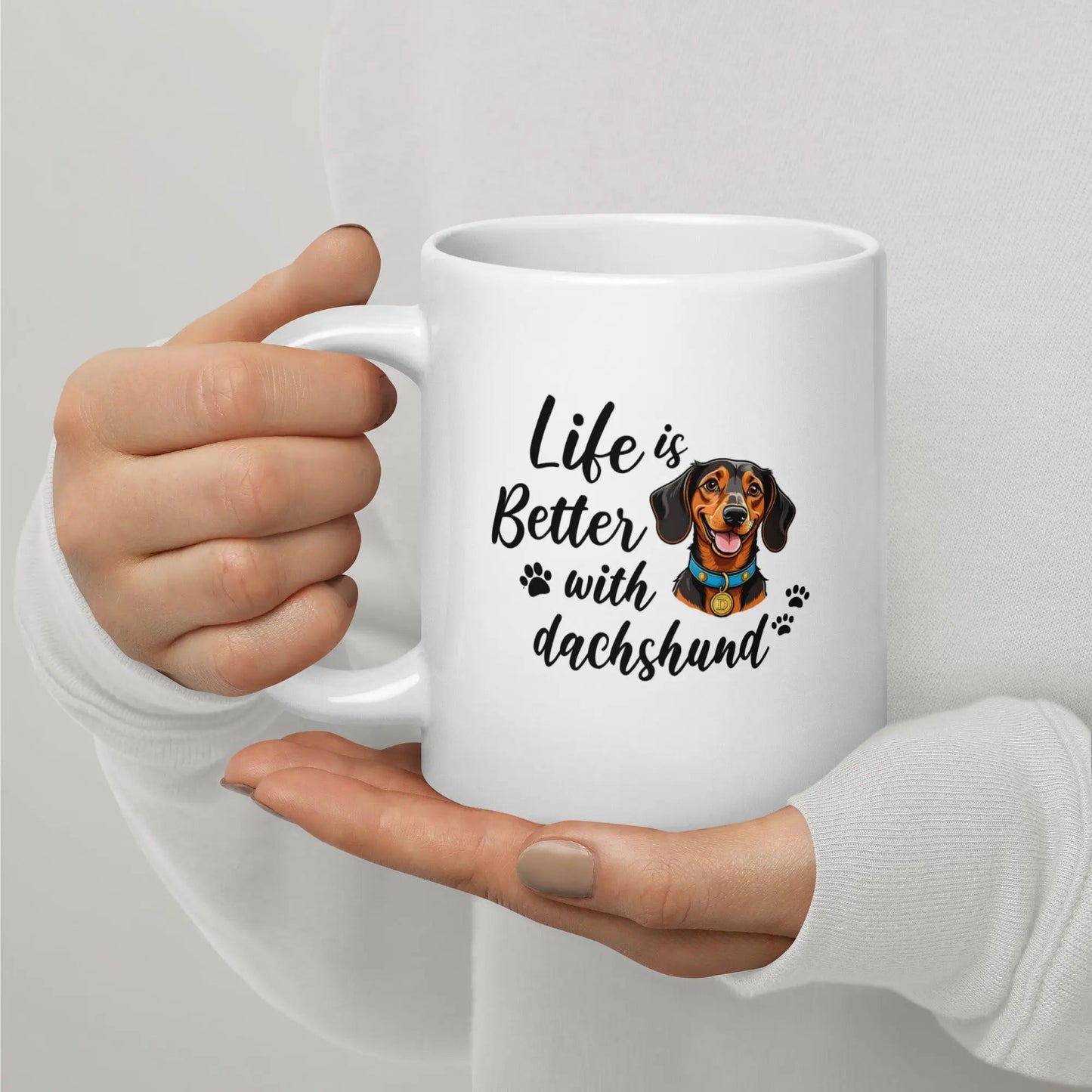 Life Is Better with Dachshund Mug - Ceramic Coffee Cup Gift for Dachshund Lovers - PrintsDog