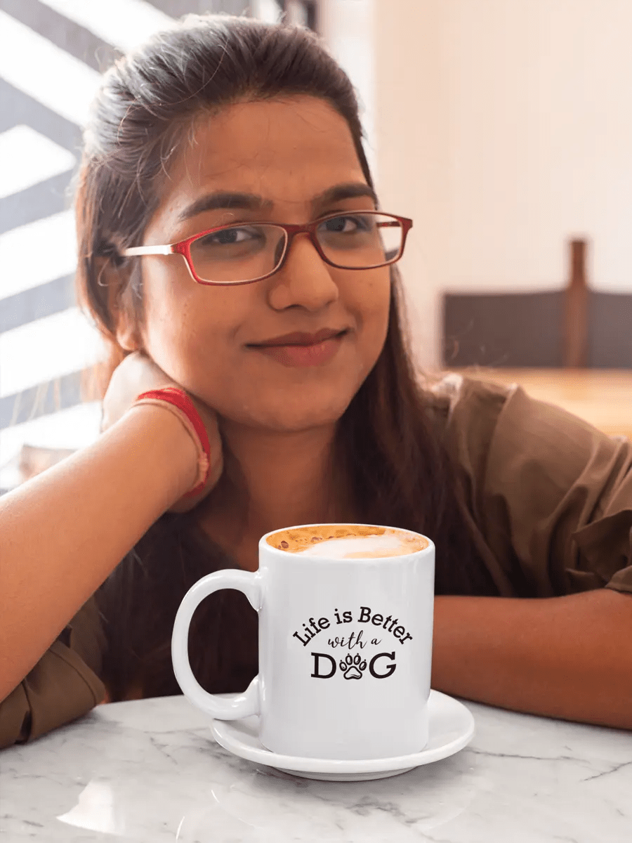 Life Is Better with Dogs Mug - Ceramic Coffee Cup Gift for Dog Lovers. - PrintsDog