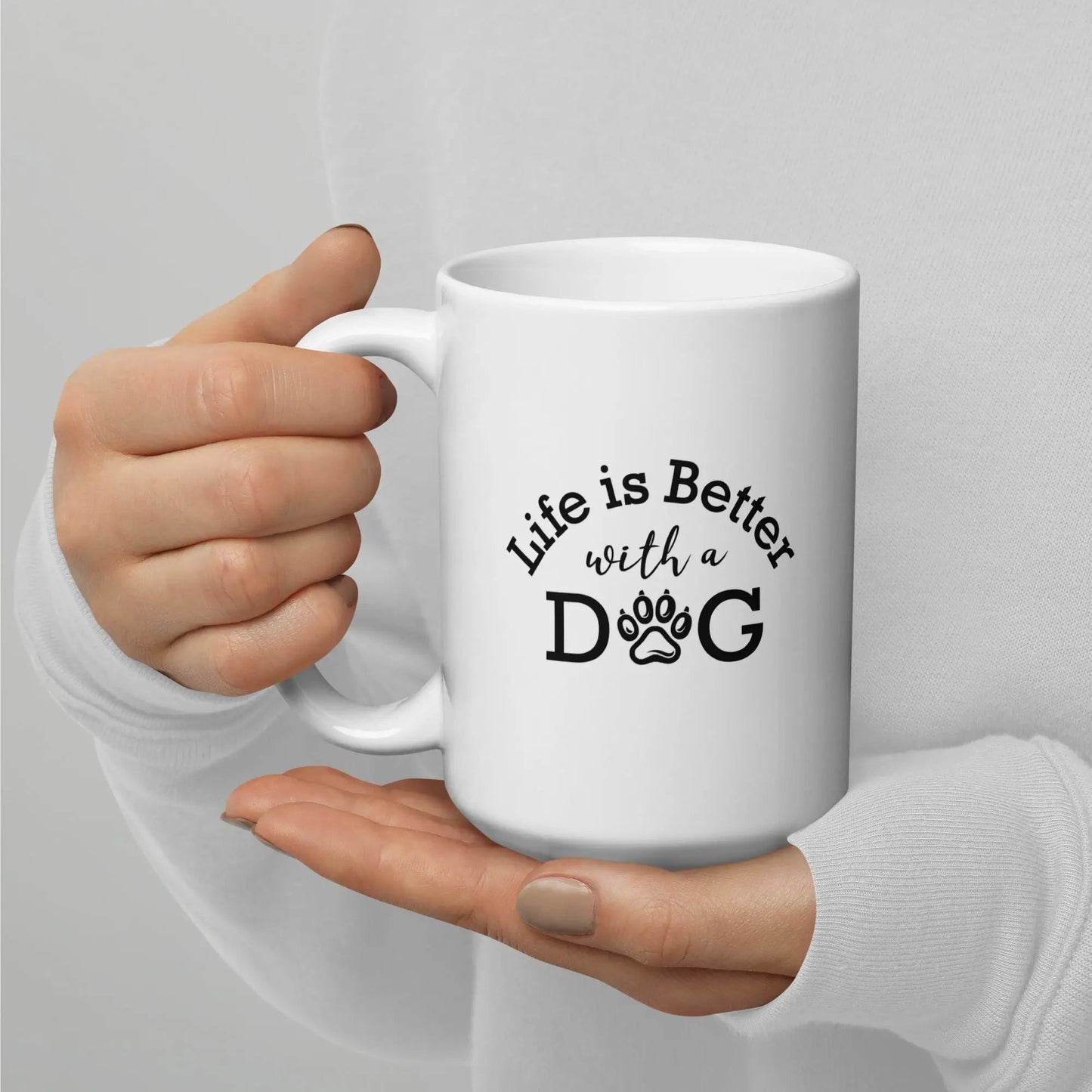 Life Is Better with Dogs Mug - Ceramic Coffee Cup Gift for Dog Lovers. - PrintsDog