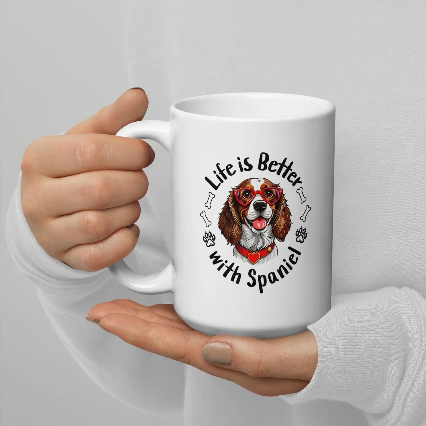 Life Is Better with Spaniel Mug - Ceramic Coffee Cup Gift for Spaniel Lovers. - PrintsDog