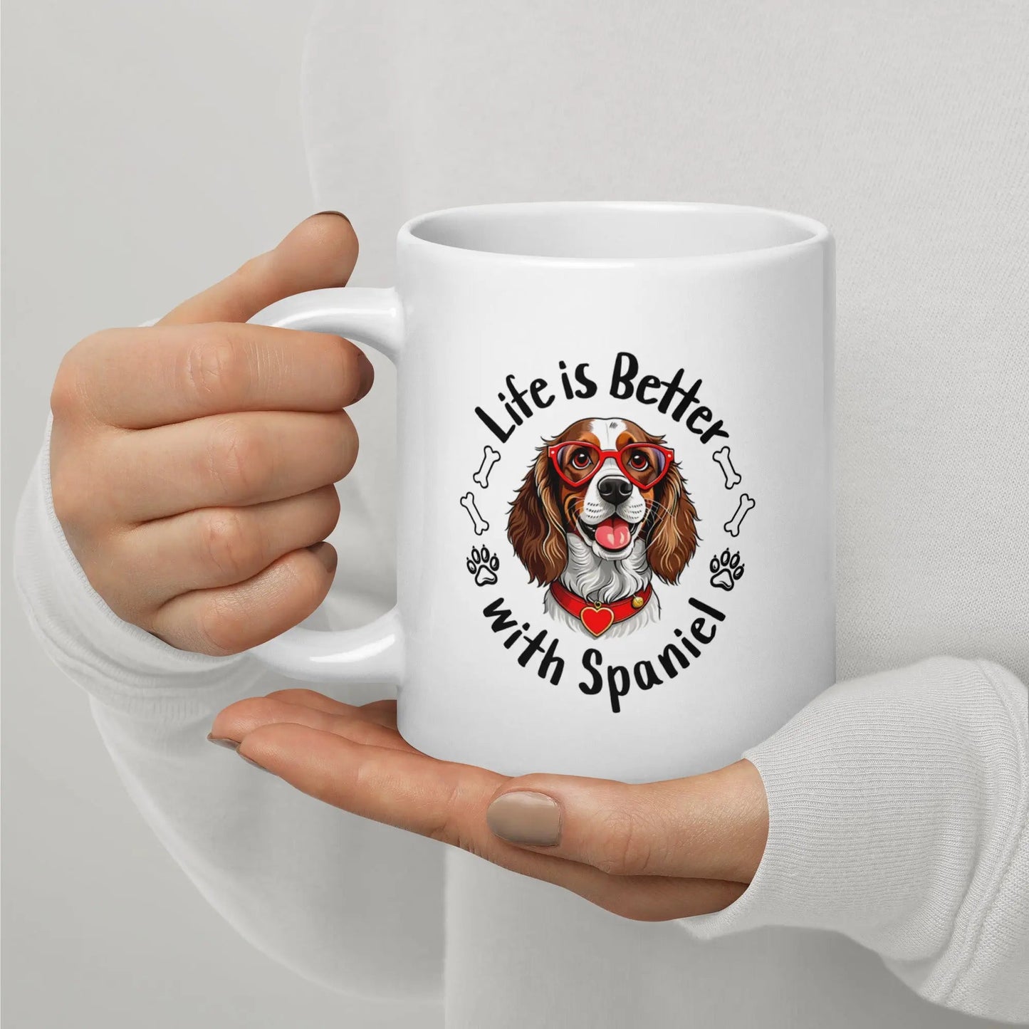 Life Is Better with Spaniel Mug - Ceramic Coffee Cup Gift for Spaniel Lovers. - PrintsDog